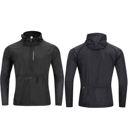 WOSAWE Men Windproof Cycling Riding Hooded Jackets Half Zip Sports Windbreakers - Picture 14 of 16