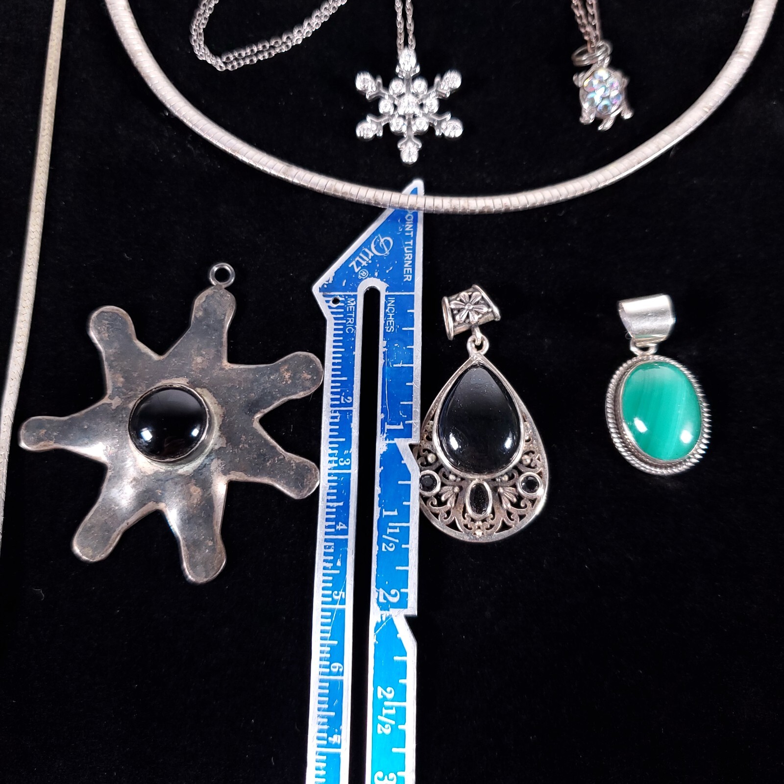 sterling silver jewelry lot necklace pendants bracelet 7 pcs malachite