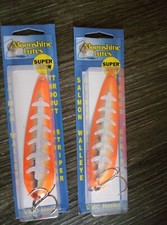 2 Moonshine Lures Magnum Salmon Spoons Orange Slice Half moon series USA made