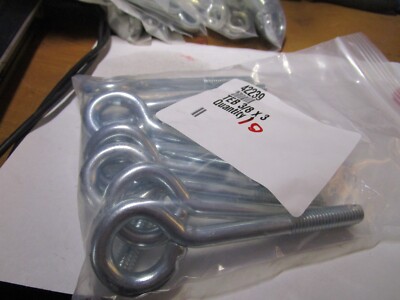 3/8''-16 x 3'' Shank L x 1-1/2'' Thread L x 4-1/2'' OAL Zinc Turn Eye Bolt QTY 10
