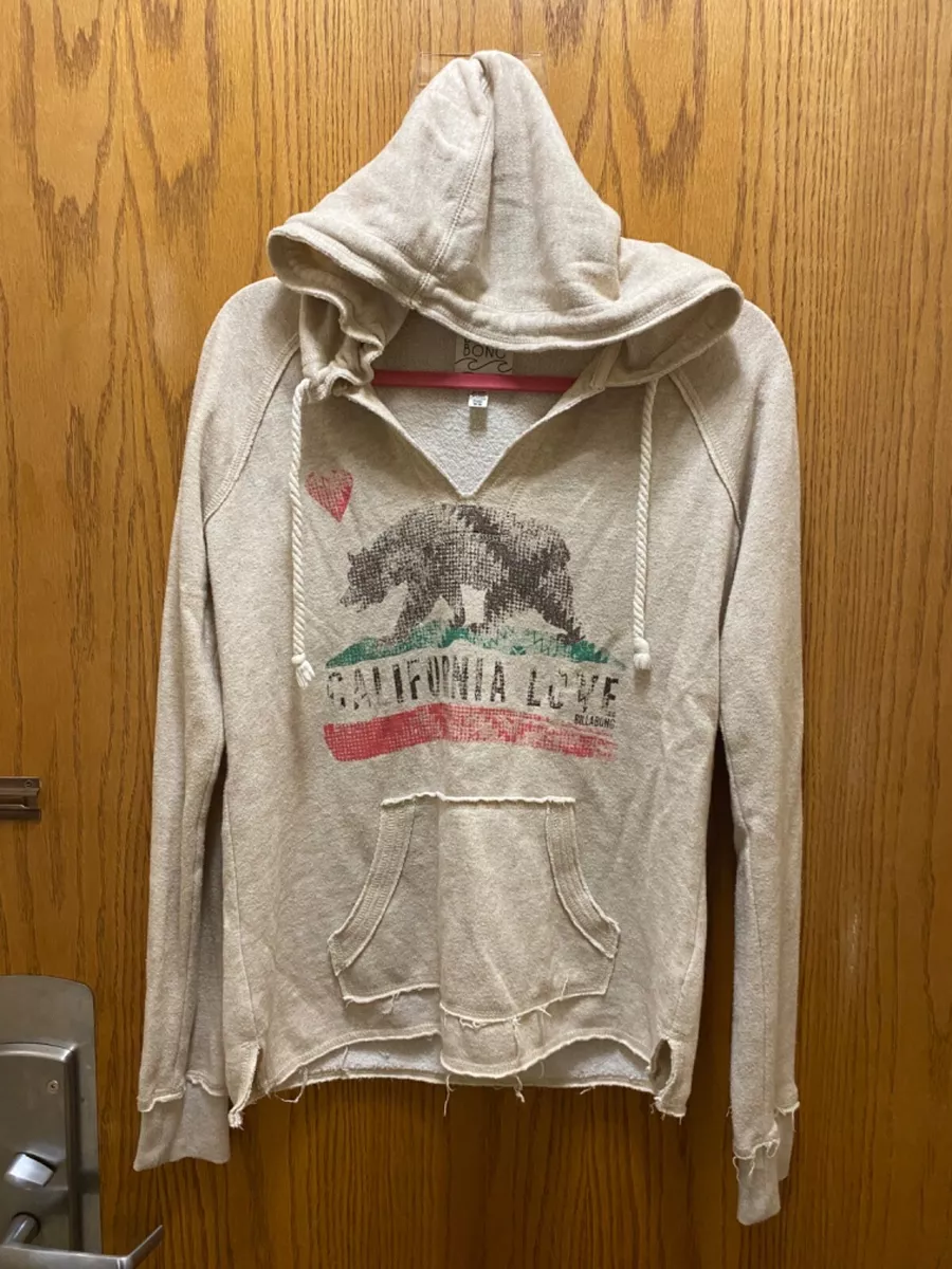 Billabong Women s Pullover Hoodie Creme California Love Long Sleeve Size Medium