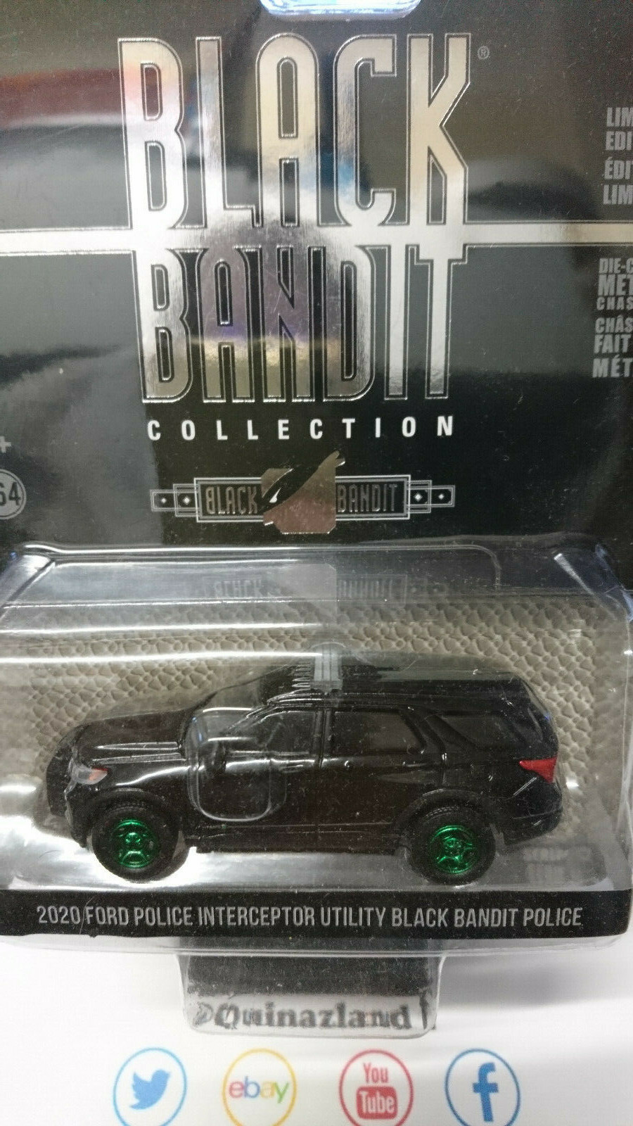 Ford Police Interceptor 2020 Greenlight 1/64 Black Bandit Modèle Réduit de Collection Chase