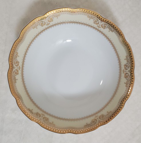 16 pc Lorren Home Trends 'Isabella' wavy edge ELEGANT Porcelain Dinnerware Gold - Picture 6 of 23