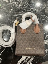 Michael Kors Mercer XS NS Shopper Crossbody Brown MK Signature