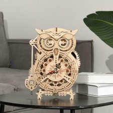ROKR Mechanical Gear 3D Wooden Puzzle Owl Clock Assembly Building Kits Xmas Gift