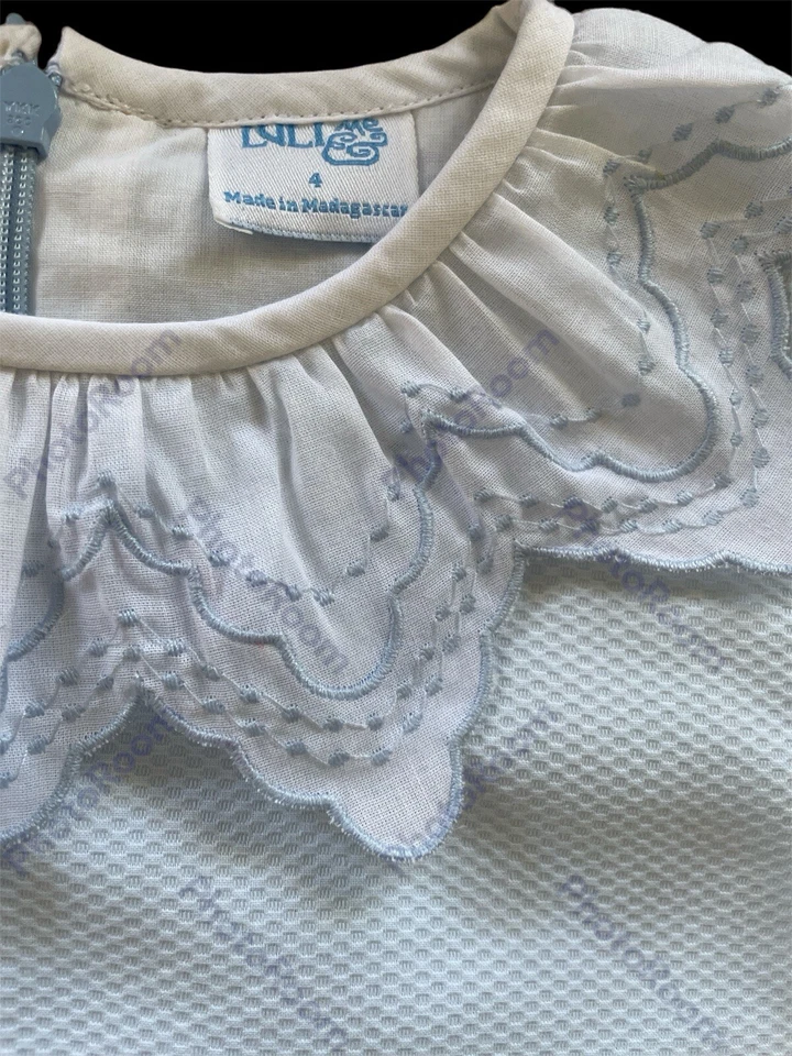 Luli & Me новый с Ярлыками синий хлопок пике вышитый зубчатый воротник с подкладкой платье-4T - Изображение 2 из 4