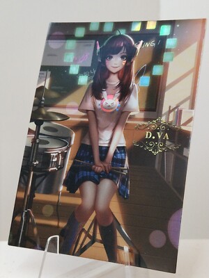 D.VA Teen in Love Sexy Waifu Trading Card Full Art ACG-LXG Holo Effect