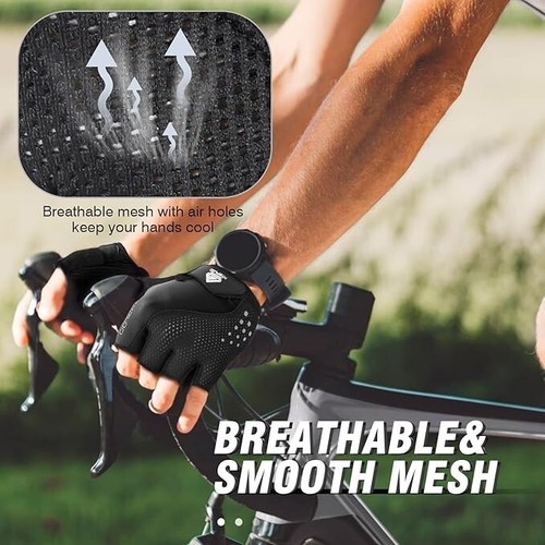 Half Fingers Bike Cycling Gloves Men Women Small Black - NEW - Picture 5 of 7
