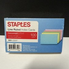 Staples Line Ruled Index Cards Heavyweight 3"x5" 100 Cards