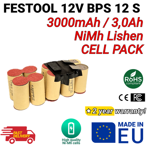 Ni-Mh Zellenpaket für Festool BPS 12S C12 TDK12 12V 3,0Ah