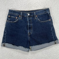 Levi  s 501 Denim Shorts Women  s 29 Blue Cutoff Button Fly High Rise Cuffed