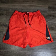 Nike Mens L Swim Trunks Orange Black Mesh Lined Pockets Drawstring Sporty