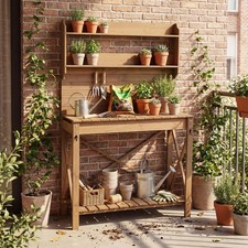 Wooden Garden Workstation with Bottom Storage Shelf