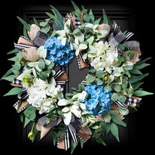 Hydrangea Wreath for Front Door Year Round, 20-22" Spring Summer Wreath with ...