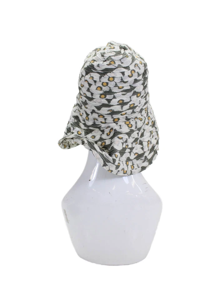 Badgley Mischka Womens Pleated Floral Wide Brim Sun Hat Bucket Hat Gray Size OS - Image 4 of 4