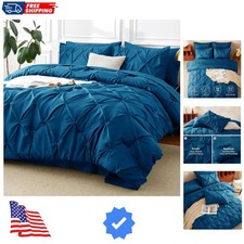 Queen Comforter Set Teal, 7 Pieces Pintuck Bed in A Bag, Teal Comforter Quee...