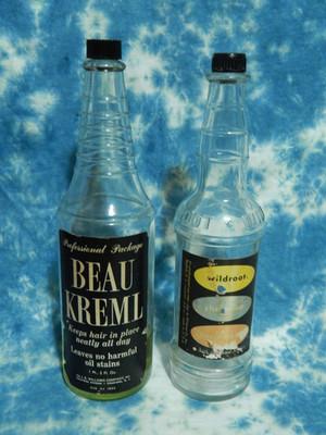 BEAU KREML + Wildroot (LOT of 2) Barber Hair Tonic Shampoo (Glass Bottles) USA