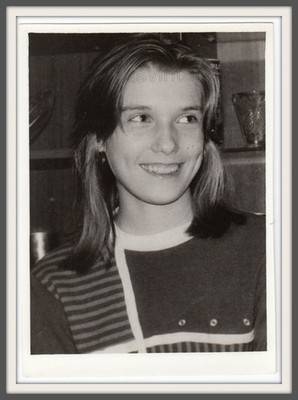 Very pretty young girl teen Beautiful face hair Nice smile Russian vintage photo