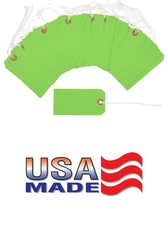 100 Tags 4 3/4" x 2 3/8" Size 5 Green Inventory Shipping Hang Tag with String...