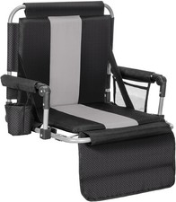 Lightweight Bleacher Mounted Stadium Seat w/Back  Arm Rest  Cupholder