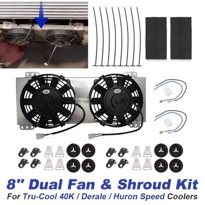 8'' Transmission Cooler Dual Fan & Shroud Kit For Tru-Cool 40K Derale Huron