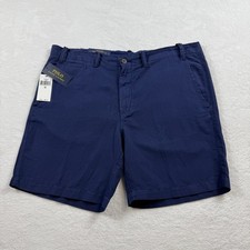 Polo Ralph Lauren Linen Blend Chino Shorts 36 Navy Blue Flat Front