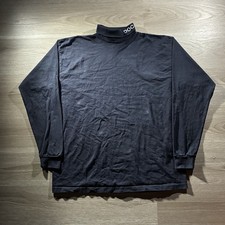 Vintage Elbeco DOC Mock Turtleneck Shirt Mens 2XL Dark Navy Blue USA Made Cotton