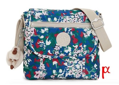 Kipling Brom Small Polyester Crossbody Bag Tinted Floral & Furry Monkey Keychain