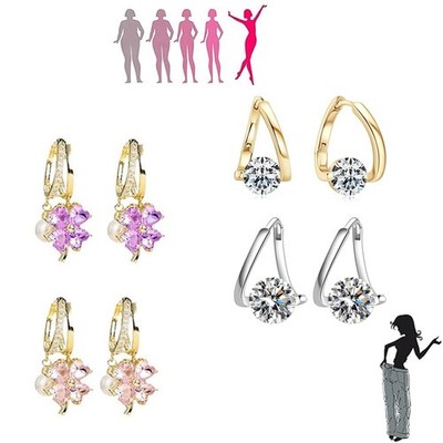 4 Pairs Lymphatic Drainage Slimming Hoop Earrings, Halolux Large, 4PP 