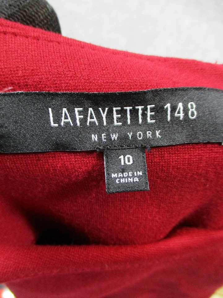 Lafayette 148 New York Dress Womens 10 Red Blouson - Image 3 of 4