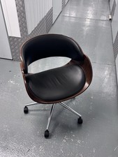 Wooden Desk Swivel Adjustable Desk Chair Walnut-finished Curved Backrest