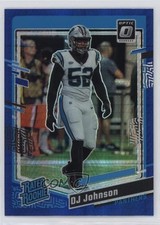 2023 Panini Donruss Optic Rated Rookie Blue Glitter Prizm DJ Johnson #214 18o1