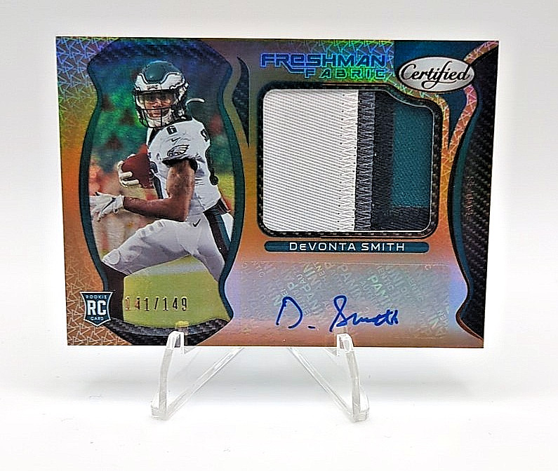 2021 Certified Freshman Fabric Auto Devonta Smith #205 Bronze /149 Nice Patch RC