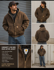 Carhartt J130 DKB Sandstone Duck Active Jacket 3XL Tall Dark Brown Hoode