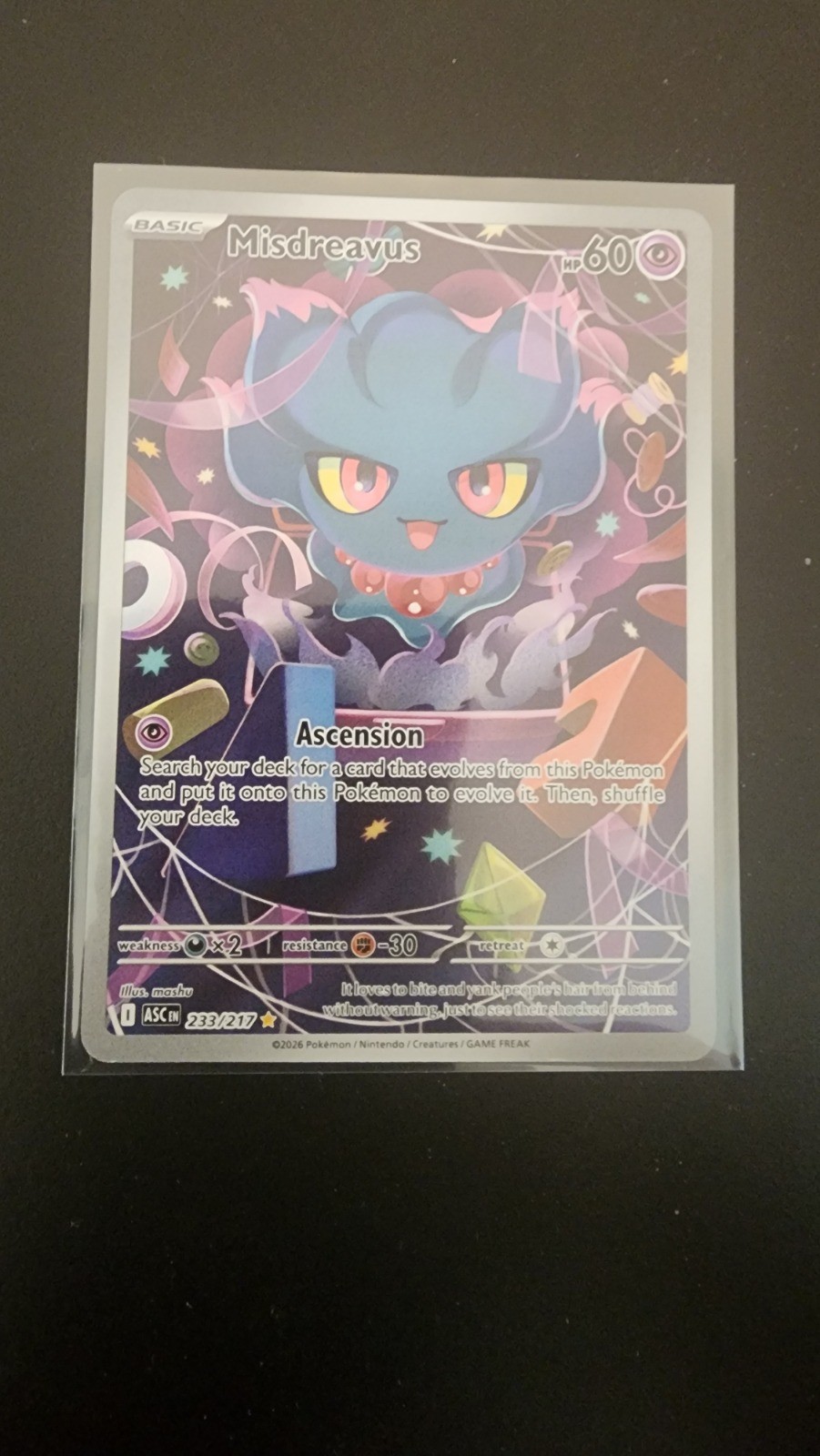 Pokemon TCG Misdreavus Ascended Heroes 233/217 Illustration Rare Holo NM