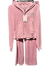 Juicy Couture Velour Tracksuit Rose Pink Bling Rhinestone Large NWT Y2K Glam