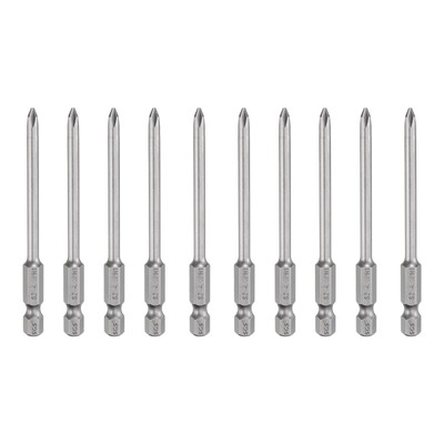 10pcs Magnetic Phillips Screwdriver Bit PH1 1/4'' Hex Shank 80mm Long 4mm Rod