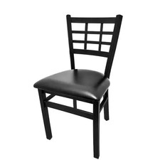 Oak Street Manufacturing Window Pane Back Metal Dining Chair w/ Vinyl Seat
