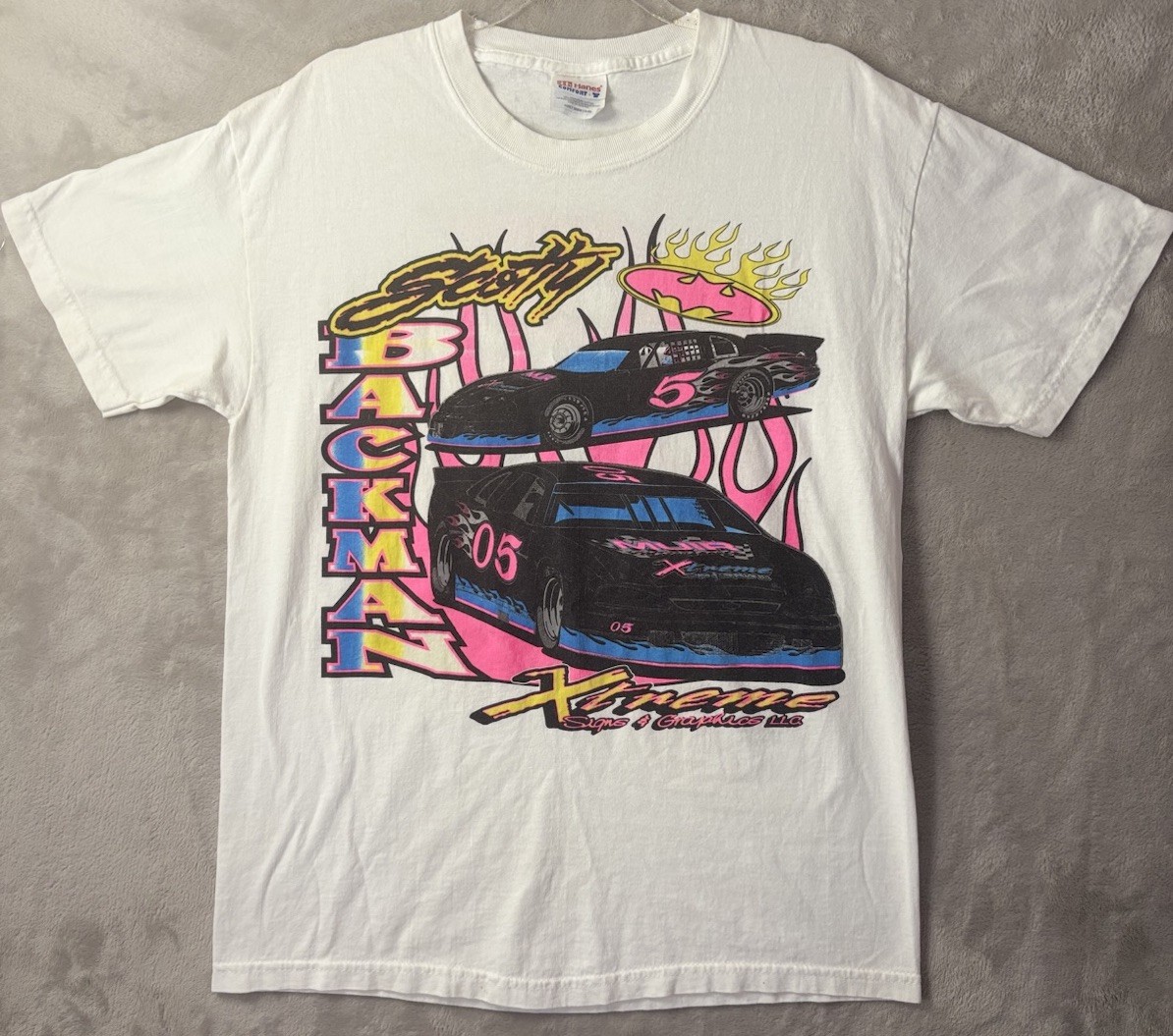 Vintage Scotty Backman Racing T Shirt Mens M 2005 Dirt Track Double Sided