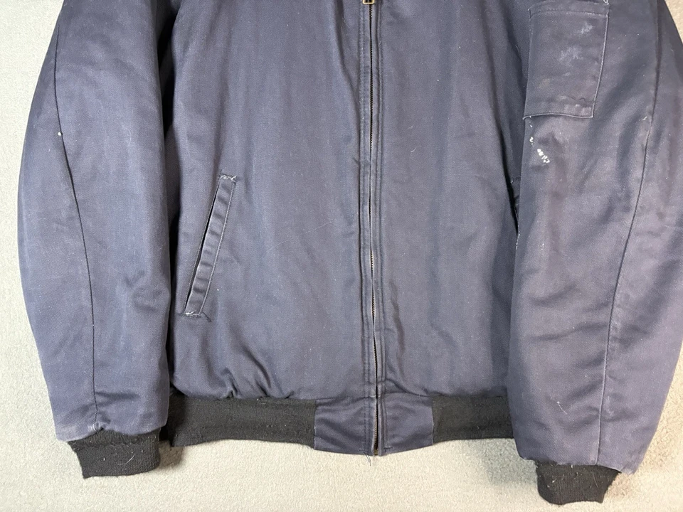 Bulwark FR Work Bomber Jacket Mens L Blue Quilted Liner Heavy Coat Workwear - Image 3 of 4