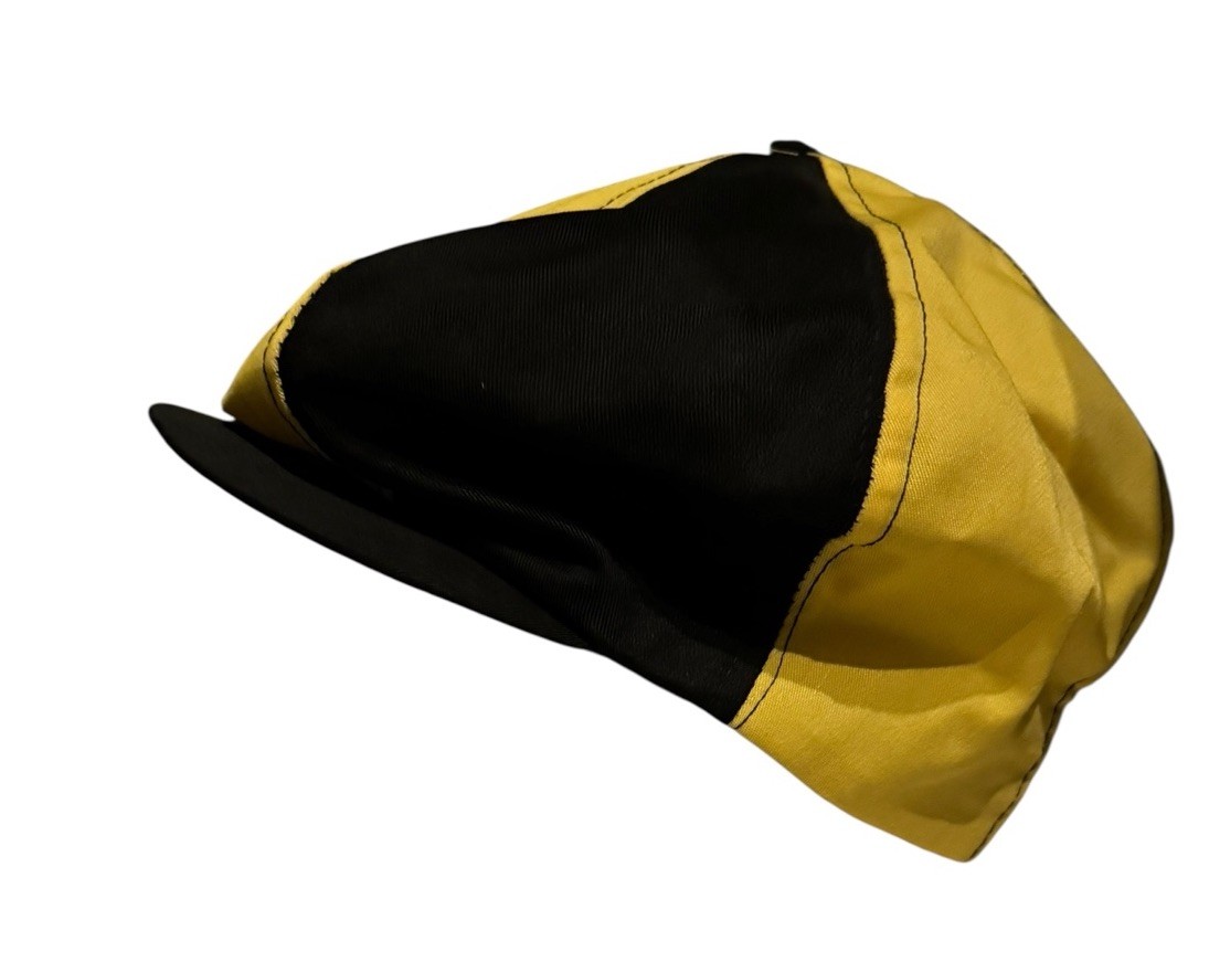 Vintage Black Yellow Newsboy Balloon Gatsby Cap Hat USA Made 5/8
