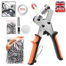 Grommet Hand Press Kit Handheld Hole Punch Pliers & 500pcs 10mm Grommets Eyelets