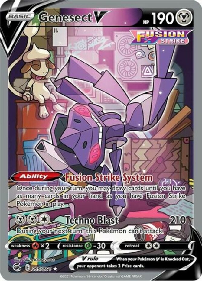NM-Mint Genesect V - 255/264 - Full Art Ultra Rare Pokemon Fusion Strike