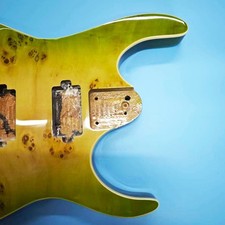 DIY Mahogany electric guitar body Green Glossy Finish Burl Texture Replacement