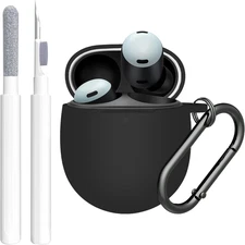 for Google Pixel Buds Pro & Buds Pro 2 Case Cover with Cleaner Kit, Soft Silicon