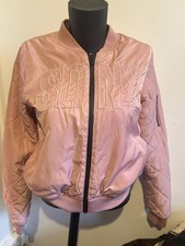 Supply & Demand Pink Satin Bomber Jacket Size 8 Statement Streetwear Rare