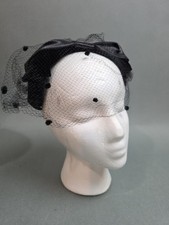 Black Satin Velvet Headband Bow Fascinator Church Hat MCM Vintage