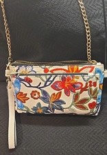 FORAL Mellow World Crossbody/White Back Ground/Gold Chain Link Strap/Never Used