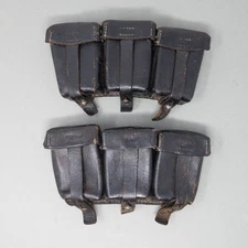 WWII German K98 Rifle Pouches Original Marked Leather Vintage Field Gear