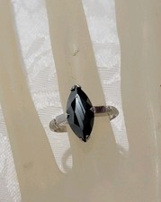 925 STERLING SILVER RING WITH MARQUISE CUT SHINY BLACK ONYX STONE SIZE 6.5